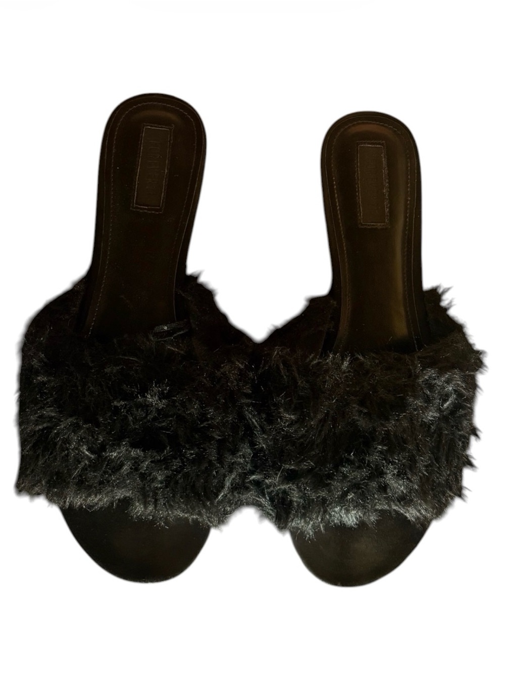 Faux Fur Slide Sandals - Black